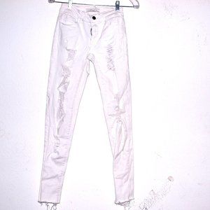 Nature White Distress  Stretch Jeans #